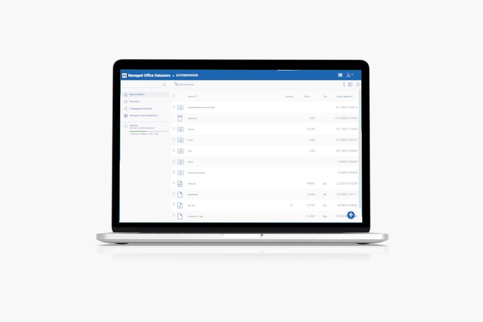 Laptop mit Datastore Dateizugriff