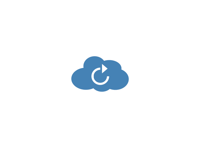 Mann arbeitet am Laptop, vor ihm erscheint ein imaginäres Pop-up mit Cloud-Backup-Symbol