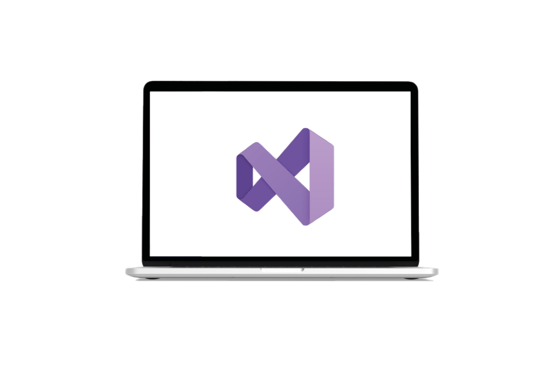 Laptop mit Visual Studio Logo
