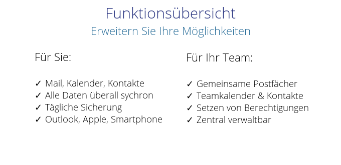 Hosted Exchange Team Funktionen