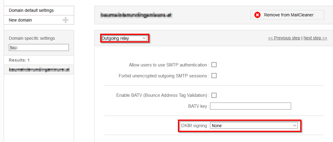 Mailcleaner DKIM setup00