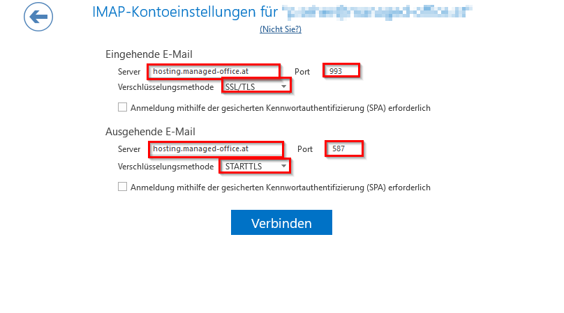 outlook einrichten4 IMAP hosting